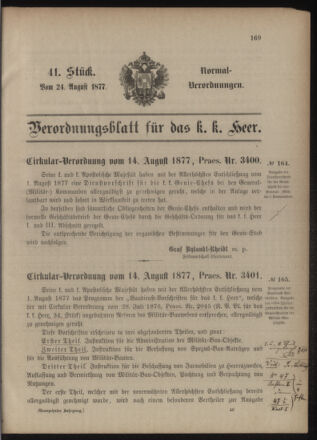 Verordnungsblatt für das Kaiserlich-Königliche Heer 18770824 Seite: 1