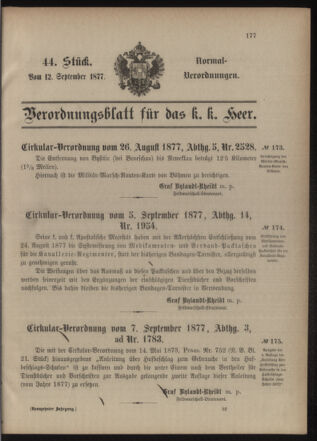 Verordnungsblatt für das Kaiserlich-Königliche Heer 18770912 Seite: 1