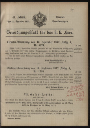 Verordnungsblatt für das Kaiserlich-Königliche Heer