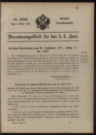 Verordnungsblatt für das Kaiserlich-Königliche Heer 18771007 Seite: 1