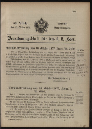 Verordnungsblatt für das Kaiserlich-Königliche Heer 18771015 Seite: 1