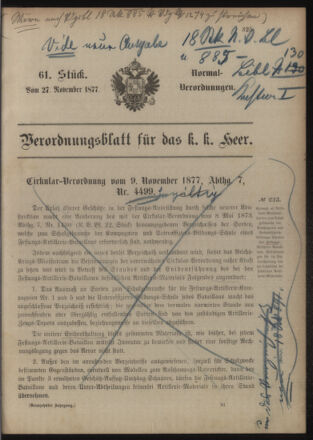 Verordnungsblatt für das Kaiserlich-Königliche Heer 18771127 Seite: 1