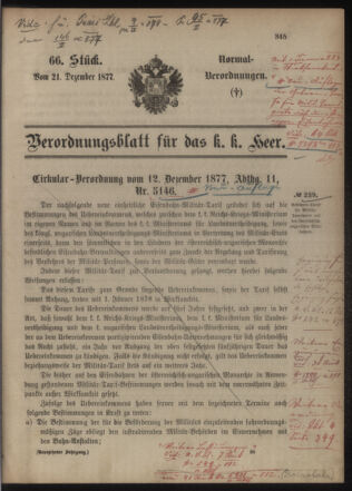 Verordnungsblatt für das Kaiserlich-Königliche Heer 18771221 Seite: 1