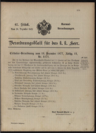 Verordnungsblatt für das Kaiserlich-Königliche Heer 18771228 Seite: 1