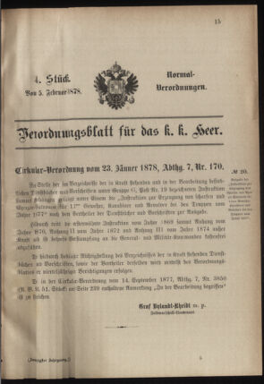 Verordnungsblatt für das Kaiserlich-Königliche Heer 18780205 Seite: 1