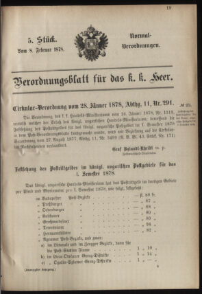 Verordnungsblatt für das Kaiserlich-Königliche Heer 18780208 Seite: 1