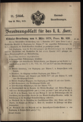 Verordnungsblatt für das Kaiserlich-Königliche Heer 18780310 Seite: 1