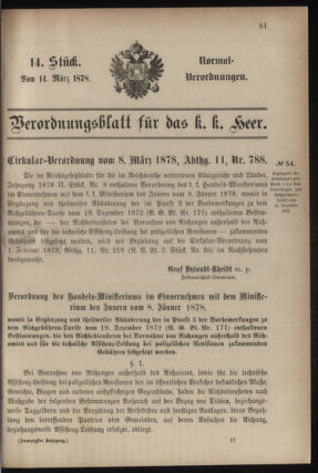 Verordnungsblatt für das Kaiserlich-Königliche Heer 18780314 Seite: 5