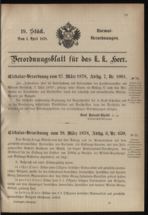 Verordnungsblatt für das Kaiserlich-Königliche Heer 18780405 Seite: 1