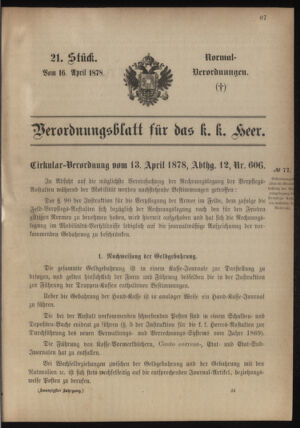 Verordnungsblatt für das Kaiserlich-Königliche Heer 18780416 Seite: 1