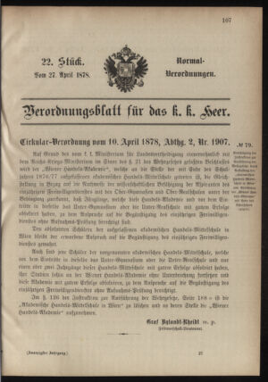 Verordnungsblatt für das Kaiserlich-Königliche Heer 18780427 Seite: 1