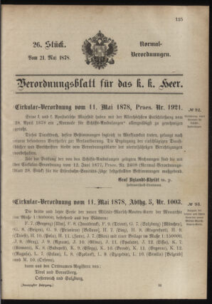 Verordnungsblatt für das Kaiserlich-Königliche Heer 18780521 Seite: 1