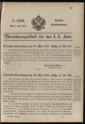 Verordnungsblatt für das Kaiserlich-Königliche Heer 18780603 Seite: 1