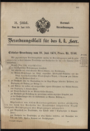 Verordnungsblatt für das Kaiserlich-Königliche Heer 18780630 Seite: 1