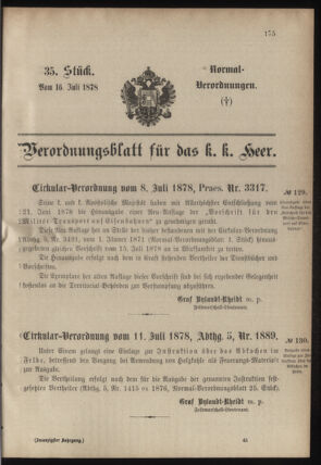 Verordnungsblatt für das Kaiserlich-Königliche Heer 18780716 Seite: 1