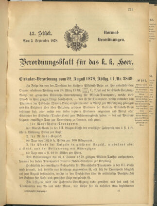 Verordnungsblatt für das Kaiserlich-Königliche Heer 18780903 Seite: 1