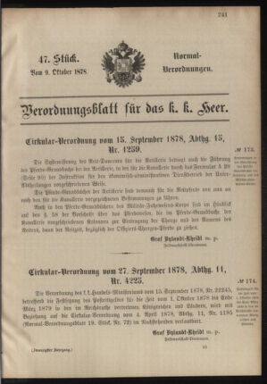 Verordnungsblatt für das Kaiserlich-Königliche Heer 18781009 Seite: 1