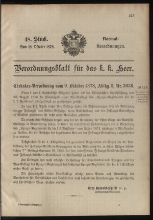 Verordnungsblatt für das Kaiserlich-Königliche Heer 18781018 Seite: 1