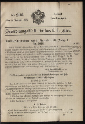 Verordnungsblatt für das Kaiserlich-Königliche Heer 18781114 Seite: 1