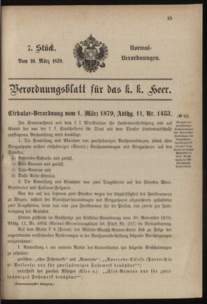 Verordnungsblatt für das Kaiserlich-Königliche Heer 18790310 Seite: 1