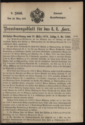 Verordnungsblatt für das Kaiserlich-Königliche Heer 18790320 Seite: 1