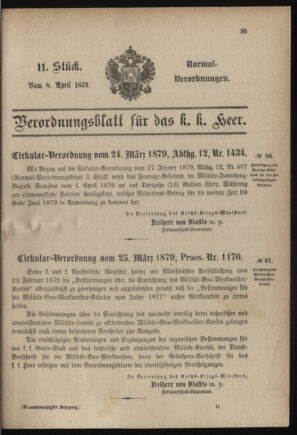 Verordnungsblatt für das Kaiserlich-Königliche Heer 18790408 Seite: 1