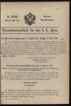 Verordnungsblatt für das Kaiserlich-Königliche Heer 18790416 Seite: 15