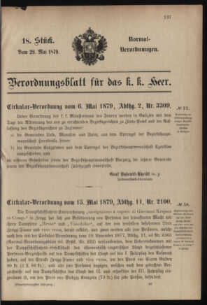 Verordnungsblatt für das Kaiserlich-Königliche Heer 18790529 Seite: 1