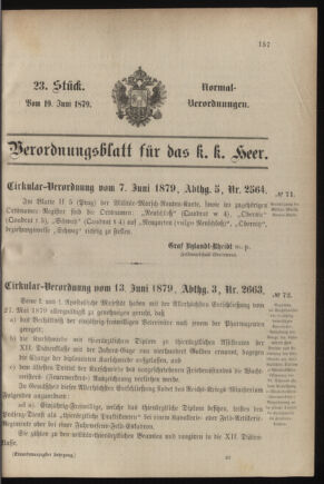 Verordnungsblatt für das Kaiserlich-Königliche Heer 18790619 Seite: 1