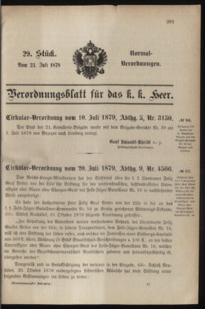 Verordnungsblatt für das Kaiserlich-Königliche Heer 18790723 Seite: 1