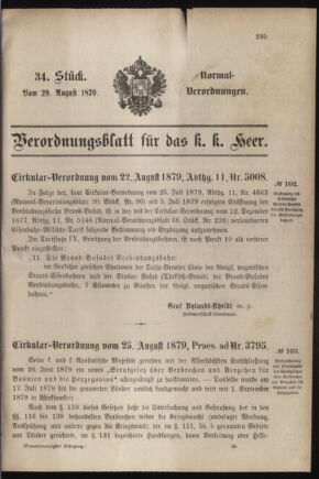 Verordnungsblatt für das Kaiserlich-Königliche Heer 18790829 Seite: 1