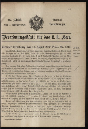 Verordnungsblatt für das Kaiserlich-Königliche Heer 18790904 Seite: 1