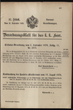 Verordnungsblatt für das Kaiserlich-Königliche Heer 18790913 Seite: 1