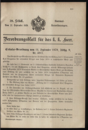 Verordnungsblatt für das Kaiserlich-Königliche Heer 18790927 Seite: 33