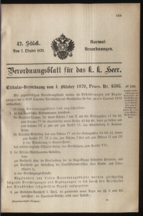 Verordnungsblatt für das Kaiserlich-Königliche Heer 18791007 Seite: 1