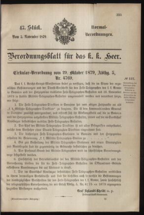 Verordnungsblatt für das Kaiserlich-Königliche Heer 18791105 Seite: 3