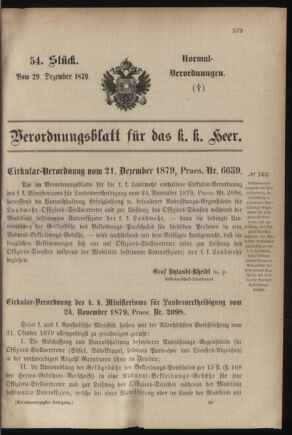 Verordnungsblatt für das Kaiserlich-Königliche Heer 18791229 Seite: 1