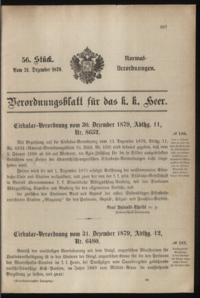 Verordnungsblatt für das Kaiserlich-Königliche Heer 18791231 Seite: 1