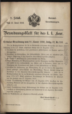 Verordnungsblatt für das Kaiserlich-Königliche Heer 18800127 Seite: 1