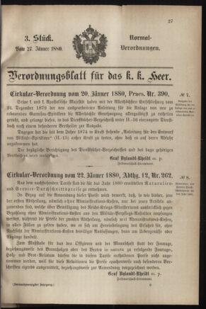 Verordnungsblatt für das Kaiserlich-Königliche Heer 18800127 Seite: 27