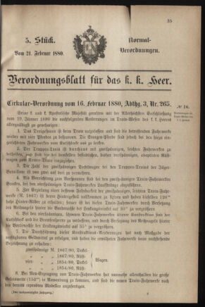 Verordnungsblatt für das Kaiserlich-Königliche Heer 18800221 Seite: 1