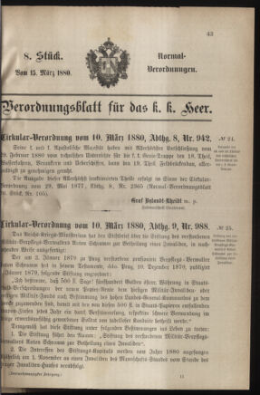 Verordnungsblatt für das Kaiserlich-Königliche Heer 18800315 Seite: 1