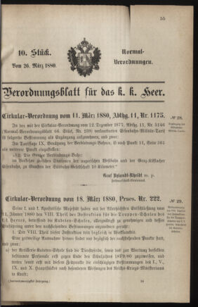 Verordnungsblatt für das Kaiserlich-Königliche Heer 18800326 Seite: 1