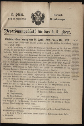 Verordnungsblatt für das Kaiserlich-Königliche Heer 18800430 Seite: 1