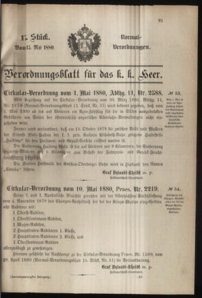 Verordnungsblatt für das Kaiserlich-Königliche Heer 18800515 Seite: 1