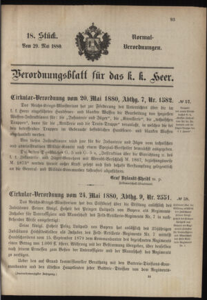 Verordnungsblatt für das Kaiserlich-Königliche Heer 18800529 Seite: 1