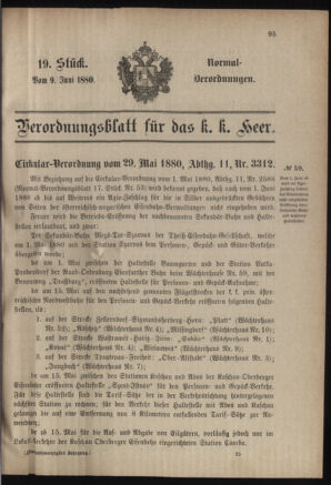 Verordnungsblatt für das Kaiserlich-Königliche Heer 18800609 Seite: 1