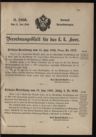 Verordnungsblatt für das Kaiserlich-Königliche Heer 18800625 Seite: 1