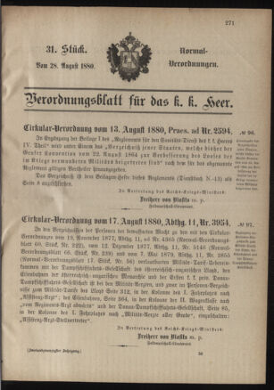 Verordnungsblatt für das Kaiserlich-Königliche Heer 18800828 Seite: 13