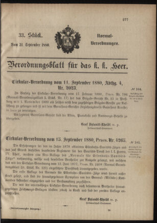 Verordnungsblatt für das Kaiserlich-Königliche Heer 18800921 Seite: 1